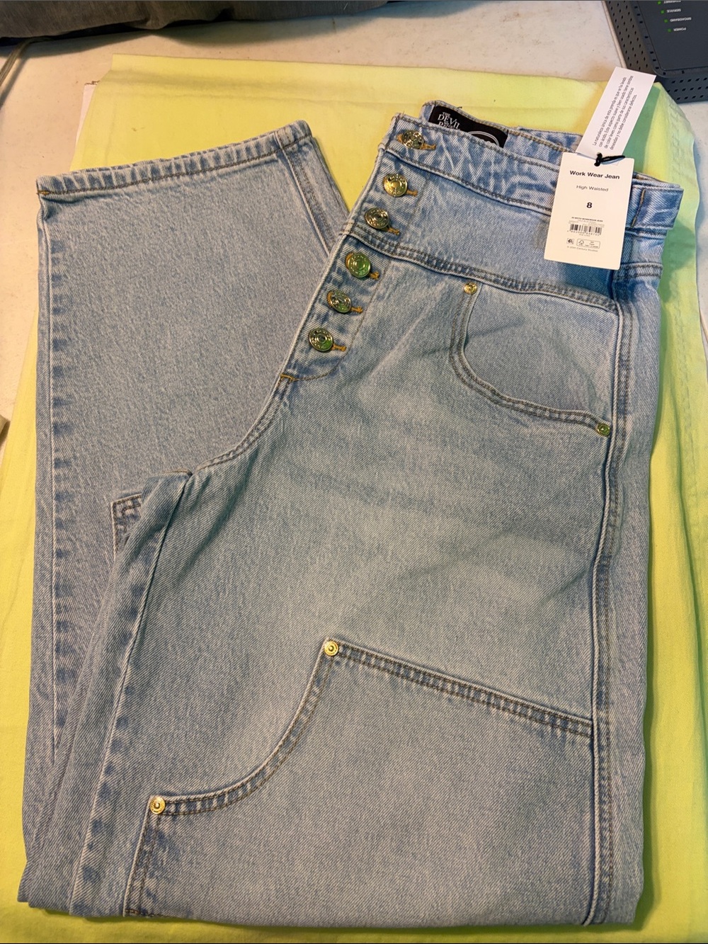 Scoop Light Blue High-Waist Button-Fly Women Jeans